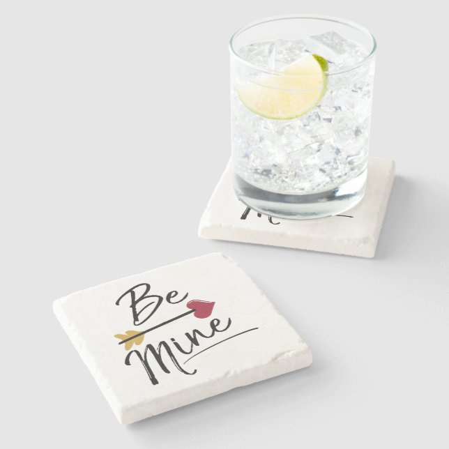 Be mine Cute Valentines Stone Coaster (Side)