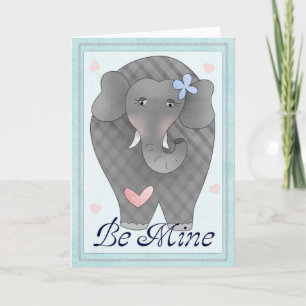Be Mine Elephant Valentine's Day Card d1