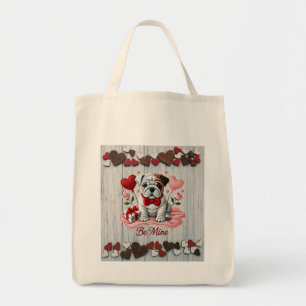 Be Mine English Bulldog Valentine Grocery Bag