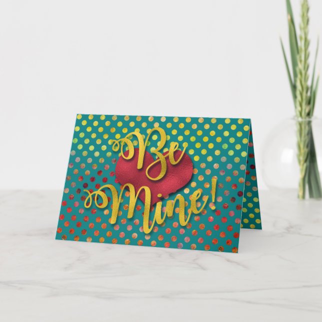 Be Mine! | Faux Gold Foil Holiday Card (Front)