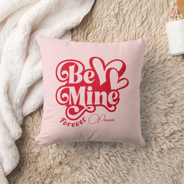 Be Mine Forever Personalised Romantic Retro Cushion (Blanket)