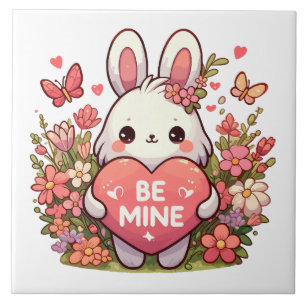 be mine ,funny rabbit valentine love tile