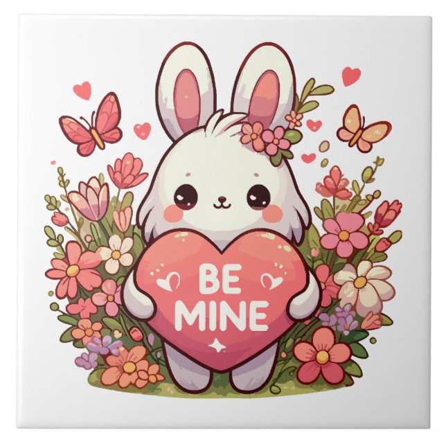 be mine ,funny rabbit valentine love tile (Front)