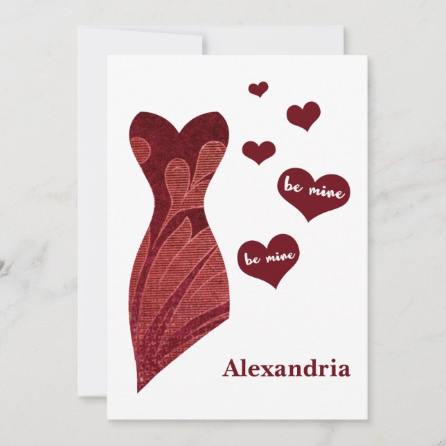 Be Mine Funny Valentines Burgundy Bridesmaid Holiday Card (Front)