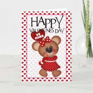 Be Mine Girl Bear Happy Valentine Greeting Card