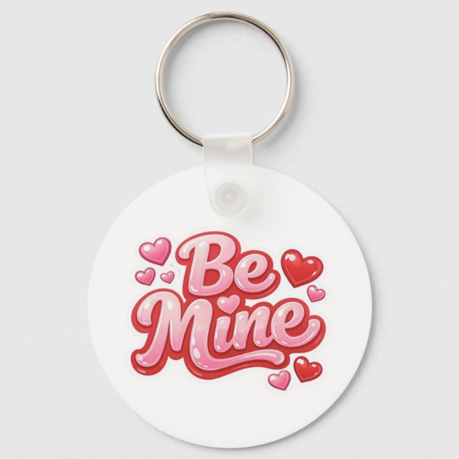 Be Mine" Glossy Heart Keychain (Front)