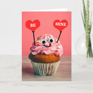 Be Mine Happy Valentines Day Cute Cupcake  Holiday Card