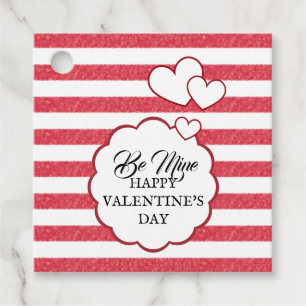 Be Mine Happy Valentine's Day Heart Chalk Stripes Favour Tags