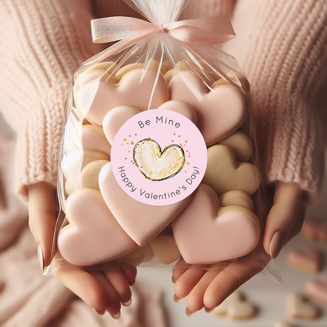 Be Mine Happy Valentine's Day Heart Classic Round Sticker (Creator Uploaded)