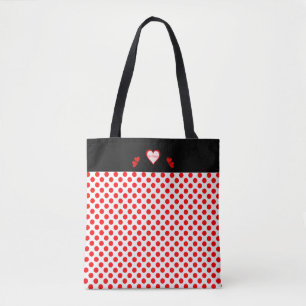Be Mine  Heart Polka Dots Red Pink Tote Bag