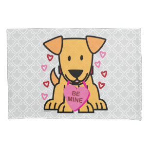 Be Mine Heart Valentine puppy dog Labrador pink Pillowcase