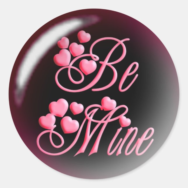 BE MINE & HEARTS by SHARON SHARPE Classic Round Sticker (Front)