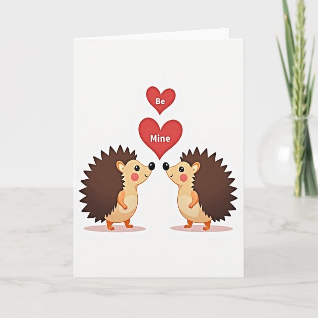 Be Mine Hedgehog Love Card (Front)
