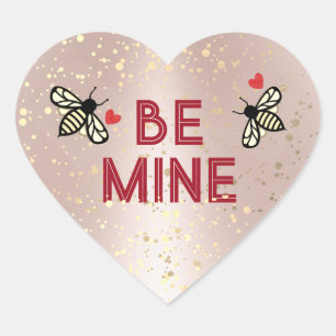 BE MINE Little Honeybees Pink Heart Valentine Love Sticker