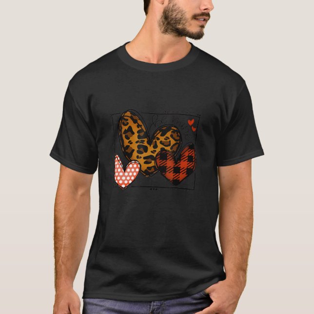Be Mine Love Heart Trio Leopard Valentines Day T-Shirt (Front)
