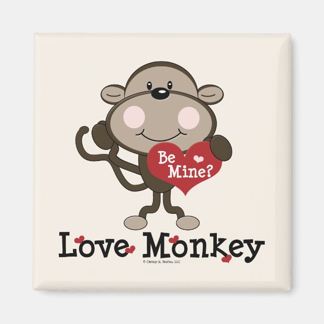Be Mine Love Monkey Valentine's Day Magnet (Front)