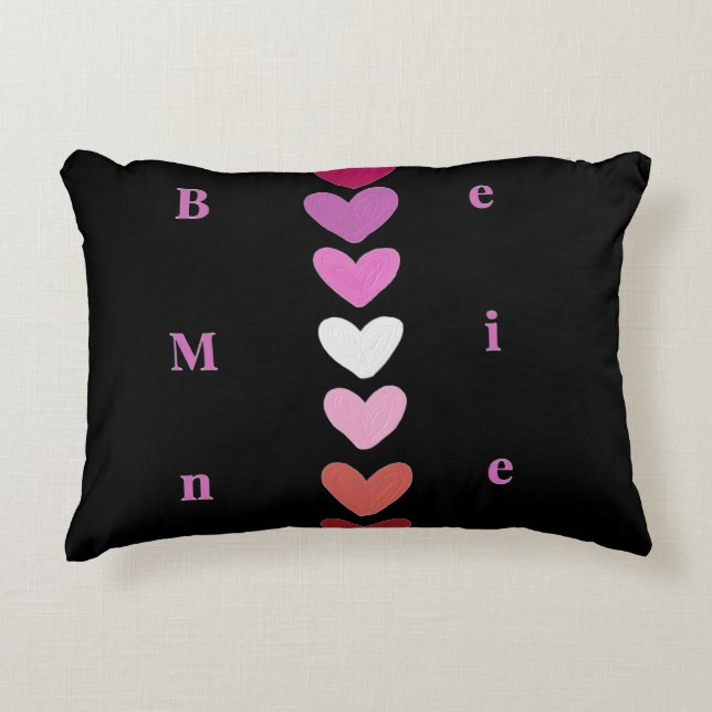 Be Mine Minimal Heart Stack Valentine T-Shirt Decorative Cushion (Front)