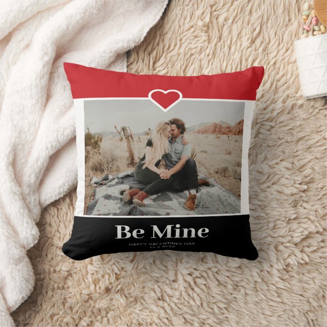 Be Mine Modern Photo Valentines Cushion (Blanket)