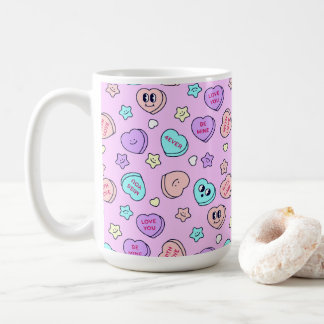 Be Mine Pastel Heart and Star Lavender Coffee Mug