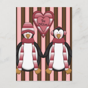 Be Mine Penguins - Customised Holiday Postcard