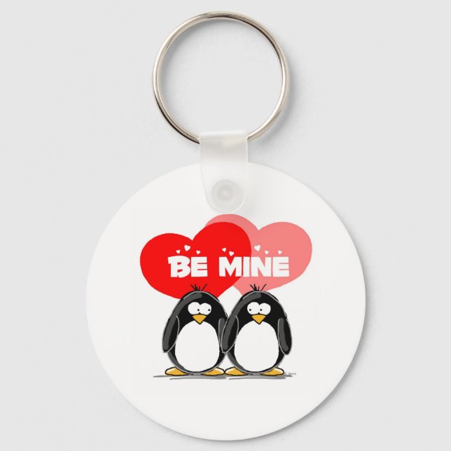 Be Mine Penguins Key Ring (Front)