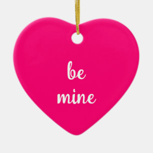 Be Mine Pink Heart Valentine Ceramic Tree Decoration