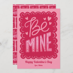 Be Mine Pink Stamp Valentine Holiday Card
