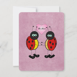 Be Mine Pink Teen Ladybug Valentine's Day Holiday Card