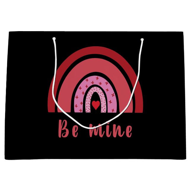 Be Mine Rainbow Heart Valentine's Day I Love You Large Gift Bag (Front)