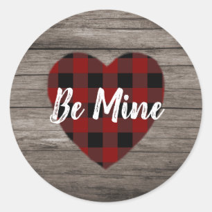 Be Mine Red Heart Valentines Day Barn Wood Classic Round Sticker