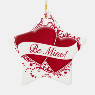 Be Mine! Red Hearts Ceramic Tree Decoration