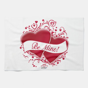 Be Mine! Red Hearts Tea Towel