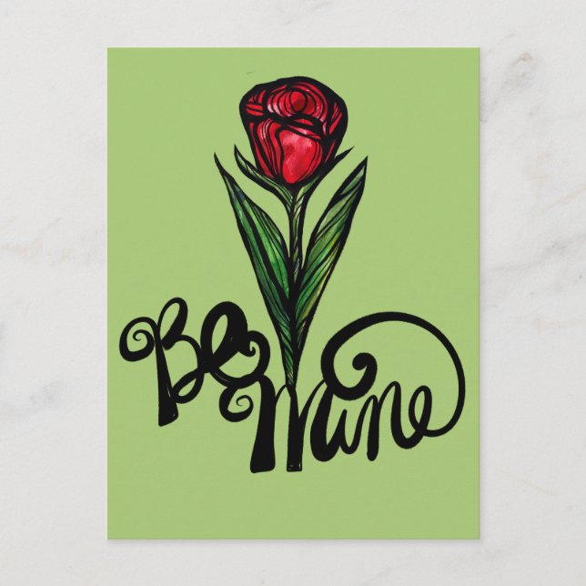 Be Mine Red Rose Valentine                         Postcard (Front)