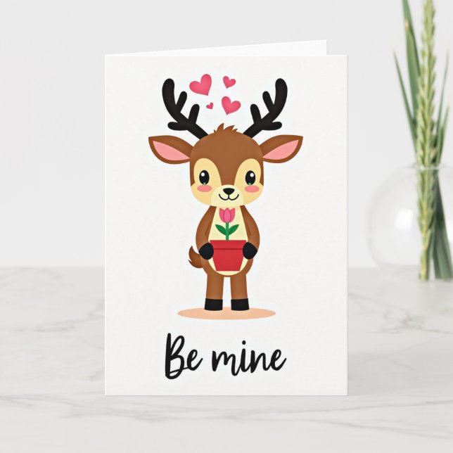 Be Mine Reindeer Love Card (Front)