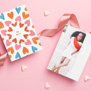 Be Mine Retro Hearts Classroom Valentine Invitation