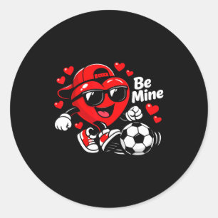 Be Mine Soccer Valentine Heart Player Cute Love St Classic Round Sticker