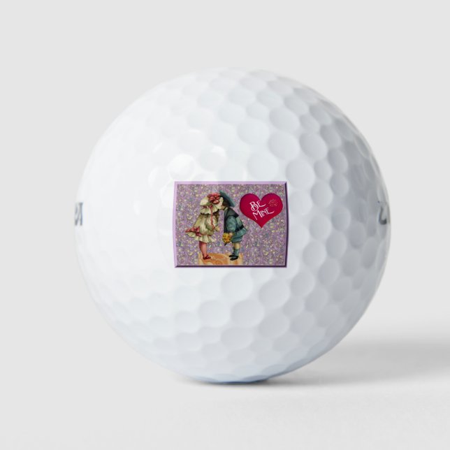 "Be Mine" Sweet Nostalgic Valentine Golf Balls (Front)