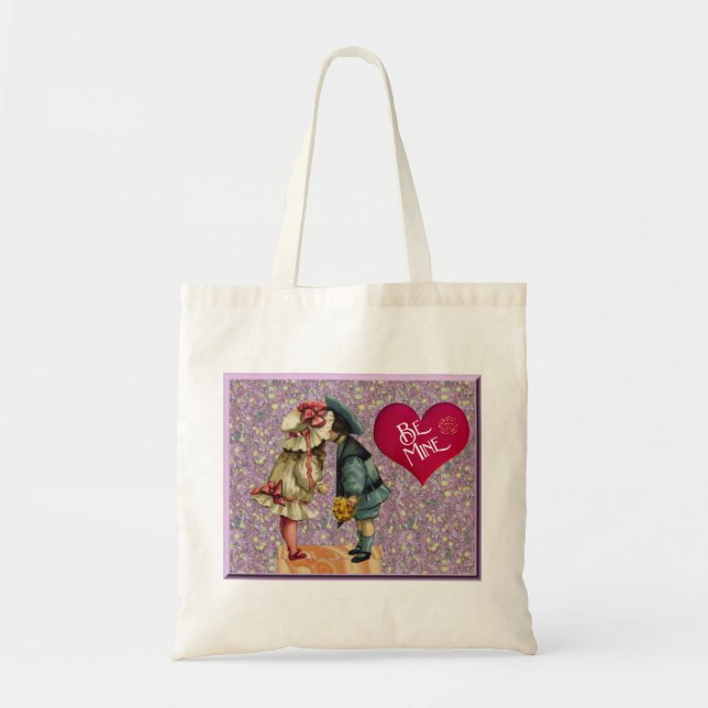 "Be Mine" Sweet Nostalgic Valentine Tote Bag (Front)