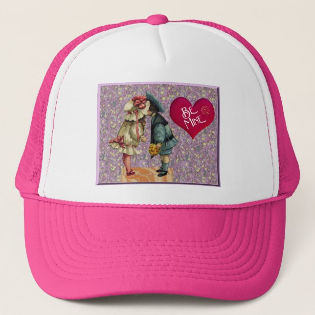 "Be Mine" Sweet Nostalgic Valentine Trucker Hat (Front)