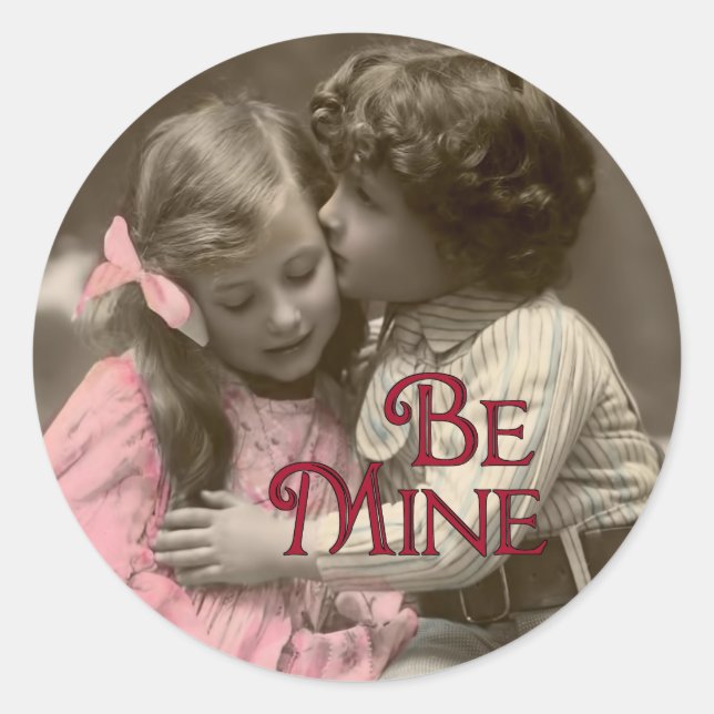 Be Mine Sweet Vintage Valentine Classic Round Sticker (Front)