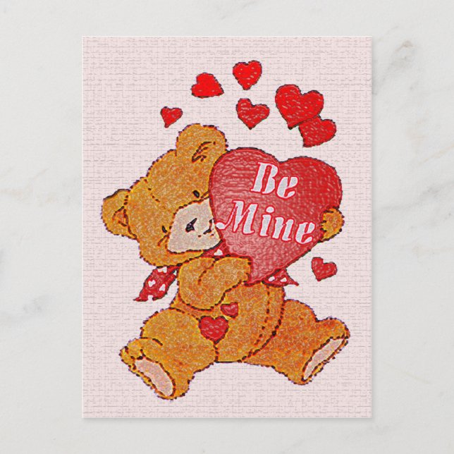 Be Mine Teddy Bear Valentine Postcard (Front)