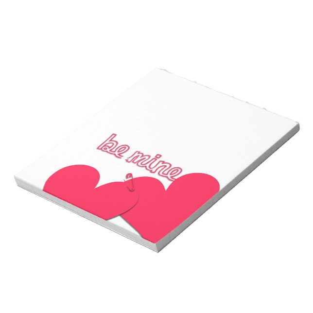 Be Mine Two hearts Safety pin Valentine's Notepad (Rotated)
