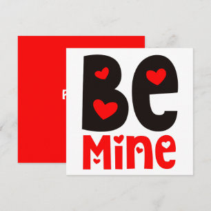 Be Mine Typography Valentines Day Red White Card