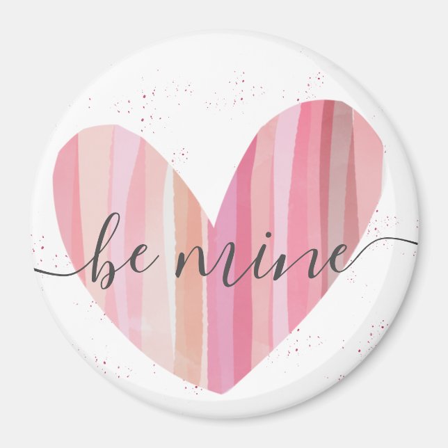 Be Mine Valentine Cute Pink Textured Heart Magnet (Front)