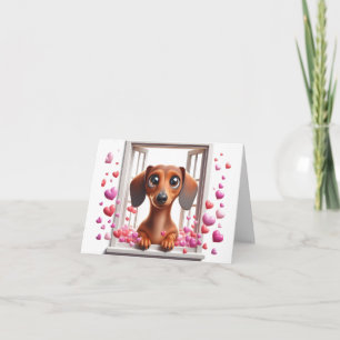 Be Mine Valentine Dachshund Card