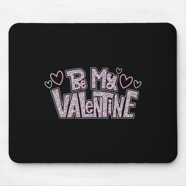 Be Mine Valentine Day Hearts Pink Leopard Print  Mouse Mat (Front)