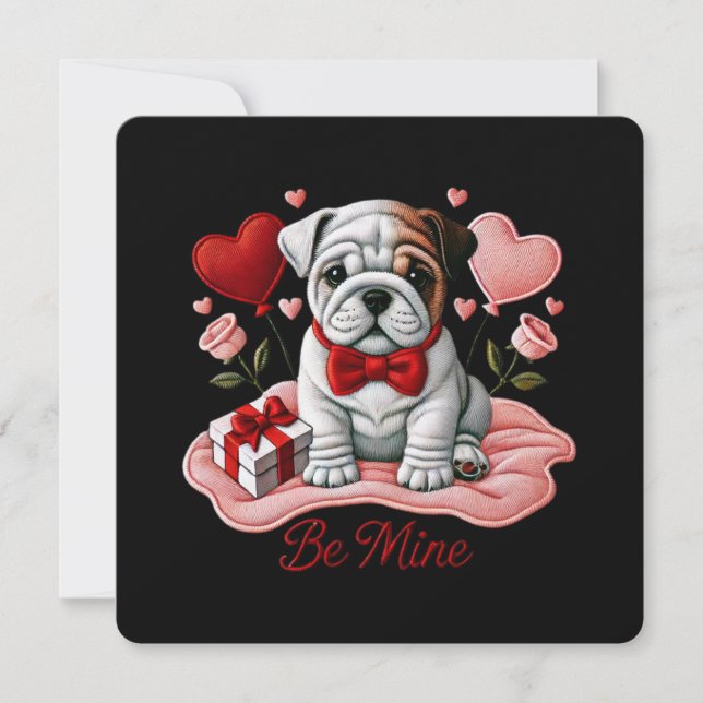 Be Mine Valentine English Bulldog Greeting Card (Front)