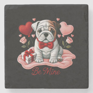 Be Mine Valentine English Bulldog Stone Coaster