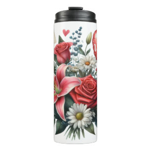Be Mine Valentine floral/heart Thermal Tumbler