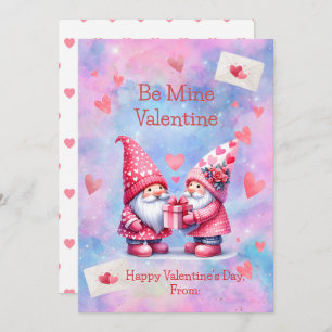Be Mine Valentine Gnomes Flat Holiday Card